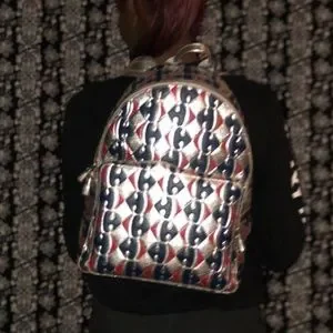 Anya Hindmarch Carrefour Metallic Capra Backpack All Over Stickers Important Things | Anya Hindmarch US main image 3